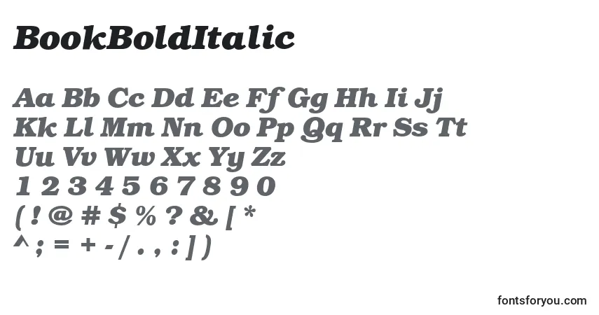 Шрифт BookBoldItalic – алфавит, цифры, специальные символы