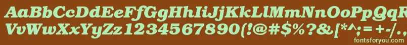 フォントBookBoldItalic – 緑色の文字が茶色の背景にあります。