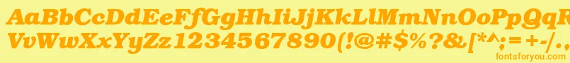 BookBoldItalic-Schriftart – Orangefarbene Schriften auf gelbem Hintergrund