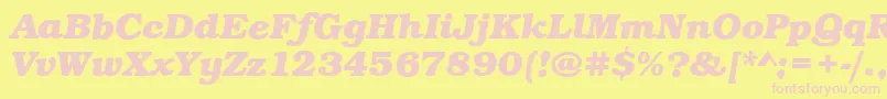 Fonte BookBoldItalic – fontes rosa em um fundo amarelo