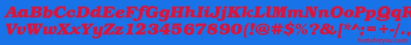 BookBoldItalic-Schriftart – Rote Schriften auf blauem Hintergrund