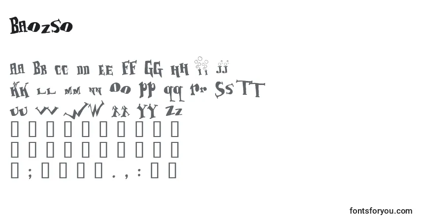 Schriftart Baozso – Alphabet, Zahlen, spezielle Symbole