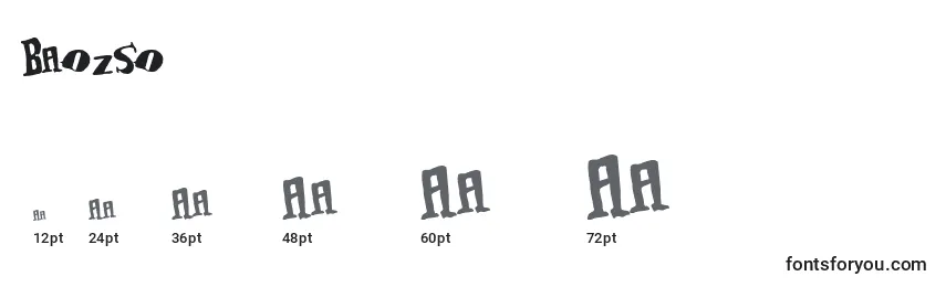 Размеры шрифта Baozso