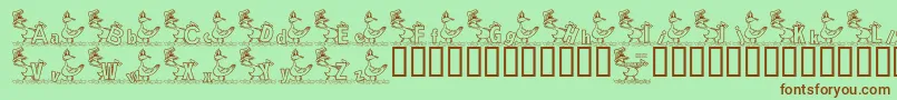 フォントKgDucks2 – 緑の背景に茶色のフォント