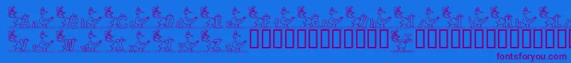 KgDucks2-Schriftart – Violette Schriften auf blauem Hintergrund