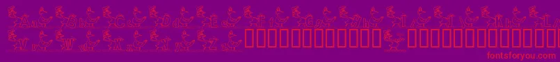 KgDucks2-Schriftart – Rote Schriften auf violettem Hintergrund