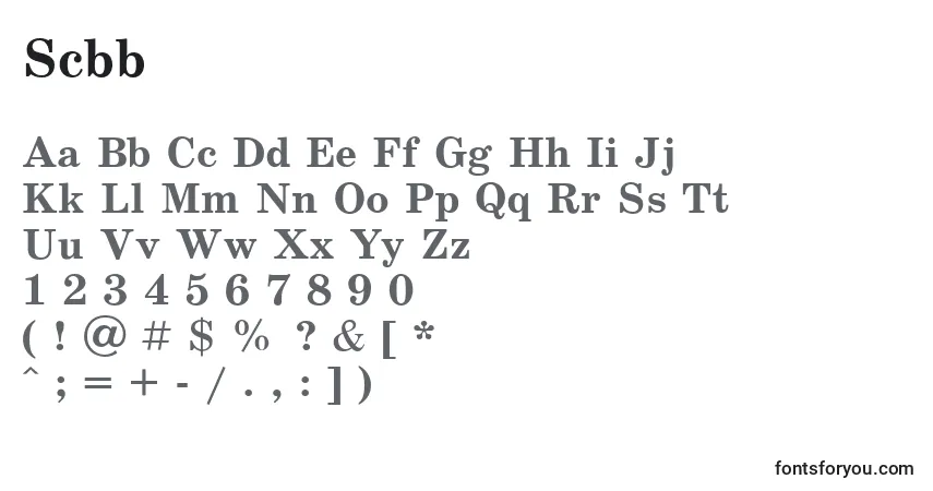 Fuente Scbb - alfabeto, números, caracteres especiales
