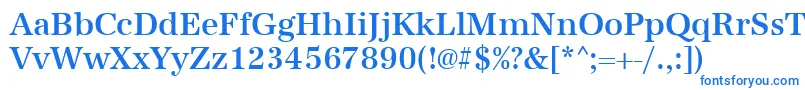 Urwantiquatmednar-Schriftart – Blaue Schriften auf weißem Hintergrund