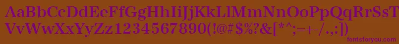 Urwantiquatmednar-Schriftart – Violette Schriften auf braunem Hintergrund
