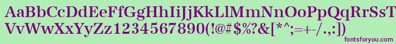 Urwantiquatmednar-Schriftart – Violette Schriften auf grünem Hintergrund