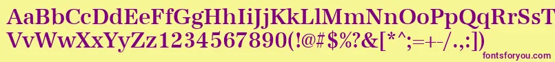 Urwantiquatmednar-Schriftart – Violette Schriften auf gelbem Hintergrund