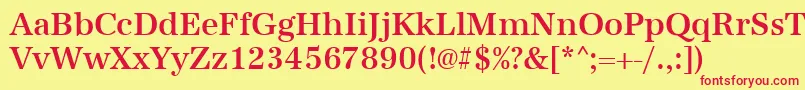 Urwantiquatmednar-Schriftart – Rote Schriften auf gelbem Hintergrund