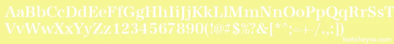 Urwantiquatmednar-fontti – valkoiset fontit keltaisella taustalla
