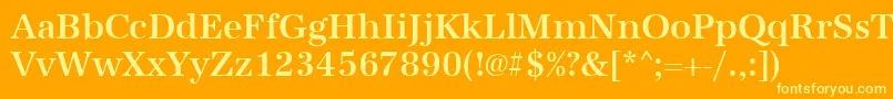 Urwantiquatmednar-fontti – keltaiset fontit oranssilla taustalla