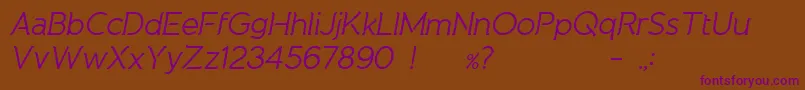 NaturaPlayItalic Font – Purple Fonts on Brown Background