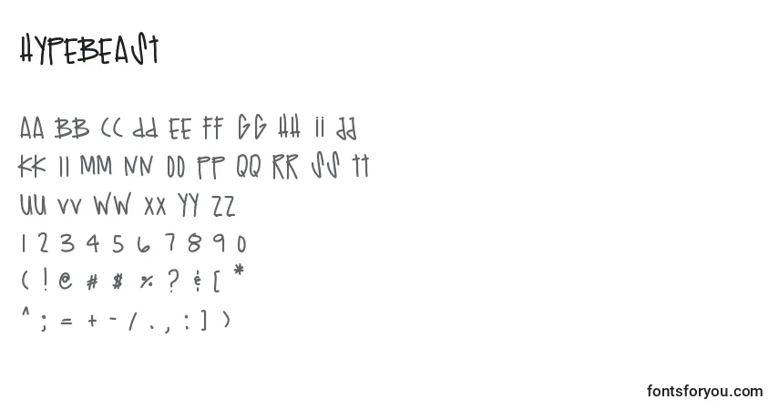 A fonte Hypebeast – alfabeto, números, caracteres especiais