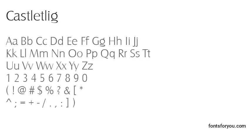 Schriftart Castletlig – Alphabet, Zahlen, spezielle Symbole