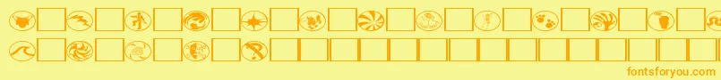 フォントRadbats2 – オレンジの文字が黄色の背景にあります。