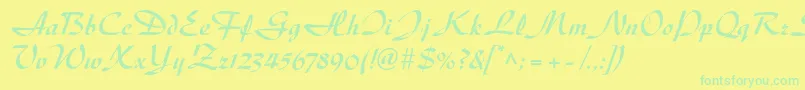 フォントDiskusltstdBold – 黄色い背景に緑の文字
