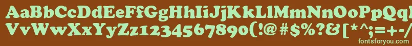 フォントCyrilliccooperNormal – 緑色の文字が茶色の背景にあります。