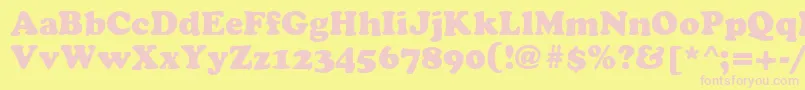Fonte CyrilliccooperNormal – fontes rosa em um fundo amarelo