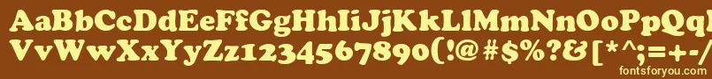 CyrilliccooperNormal-fontti – keltaiset fontit ruskealla taustalla