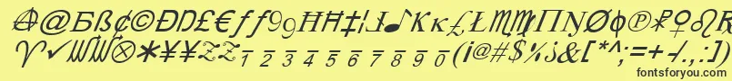 Czcionka XCryptionItalic – czarne czcionki na żółtym tle