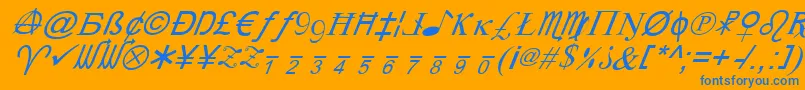 フォントXCryptionItalic – オレンジの背景に青い文字