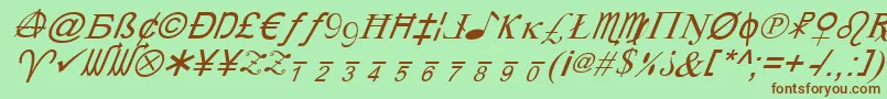 Czcionka XCryptionItalic – brązowe czcionki na zielonym tle