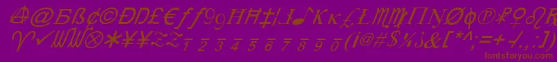 XCryptionItalic-fontti – ruskeat fontit violetilla taustalla