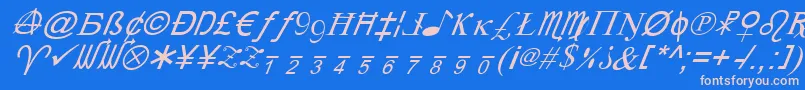 フォントXCryptionItalic – ピンクの文字、青い背景