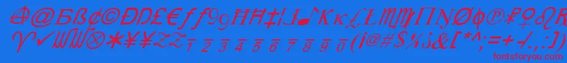 Fonte XCryptionItalic – fontes vermelhas em um fundo azul