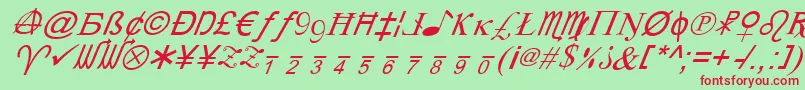 フォントXCryptionItalic – 赤い文字の緑の背景