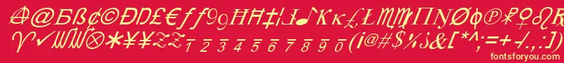 フォントXCryptionItalic – 黄色の文字、赤い背景