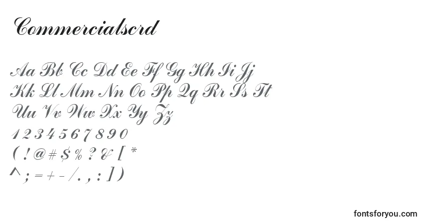 Schriftart Commercialscrd – Alphabet, Zahlen, spezielle Symbole