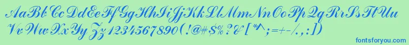 Commercialscrd Font – Blue Fonts on Green Background