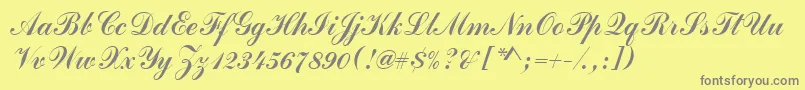 Commercialscrd-fontti – harmaat kirjasimet keltaisella taustalla