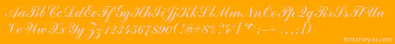 Commercialscrd-fontti – vaaleanpunaiset fontit oranssilla taustalla