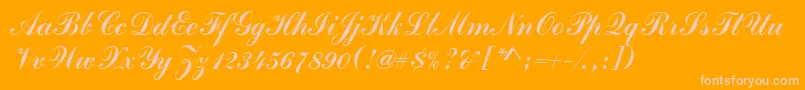 Commercialscrd-Schriftart – Rosa Schriften auf orangefarbenem Hintergrund