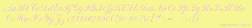 Commercialscrd Font – Pink Fonts on Yellow Background
