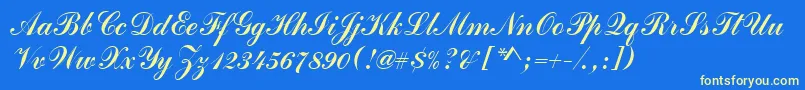 Commercialscrd Font – Yellow Fonts on Blue Background