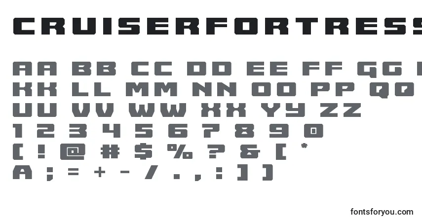A fonte Cruiserfortresstitle – alfabeto, números, caracteres especiais