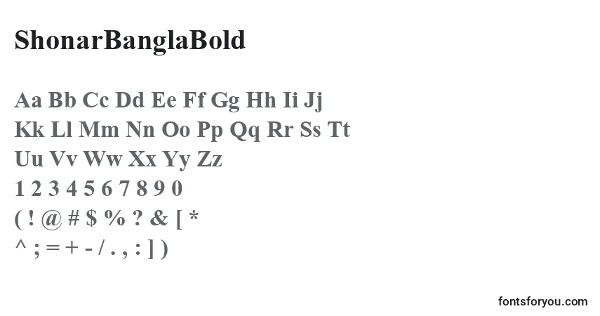 Schriftart ShonarBanglaBold – Alphabet, Zahlen, spezielle Symbole