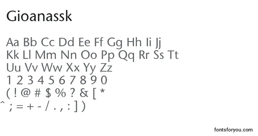 Schriftart Gioanassk – Alphabet, Zahlen, spezielle Symbole