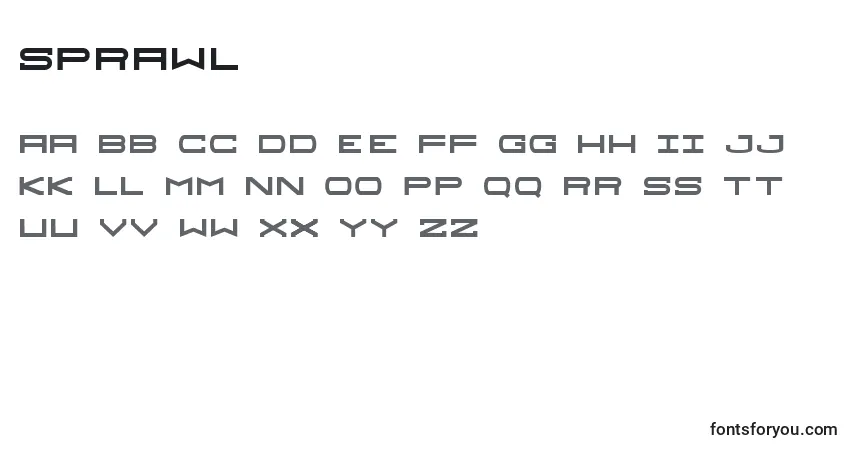 Шрифт Sprawl – алфавит, цифры, специальные символы