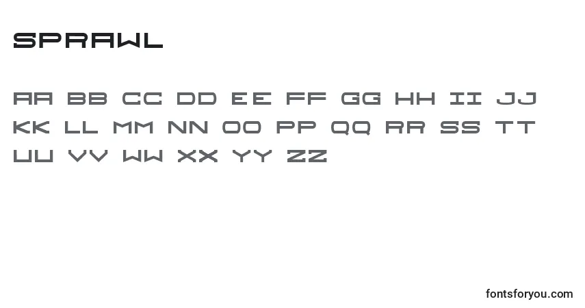 Sprawl-fontti – aakkoset, numerot, erikoismerkit