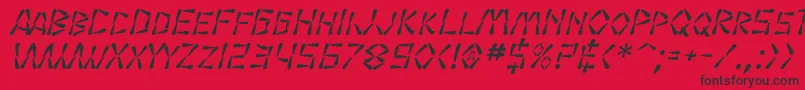 フォントSfWasabiItalic – 赤い背景に黒い文字