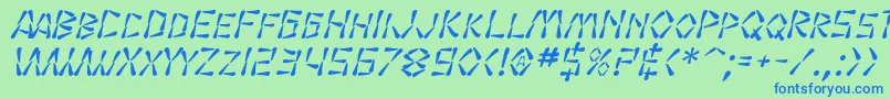 Fonte SfWasabiItalic – fontes azuis em um fundo verde
