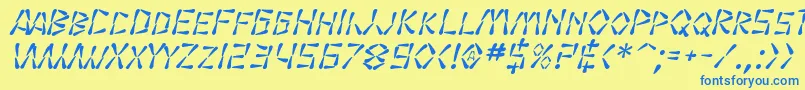 Fonte SfWasabiItalic – fontes azuis em um fundo amarelo
