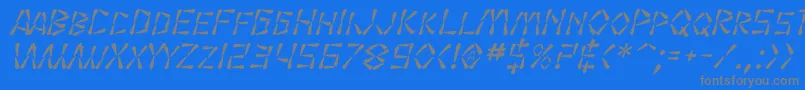 フォントSfWasabiItalic – 青い背景に灰色の文字